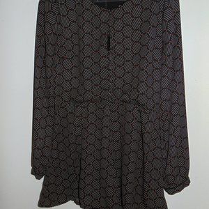 Harlyn Anthropologie Women's Shorts Romper Black Honeycomb Long Sleeve Sz Small
